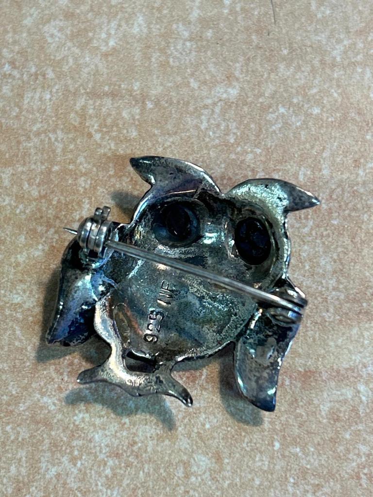 Broche en argent 925 Nf et onyx noir Chouette / Hibou