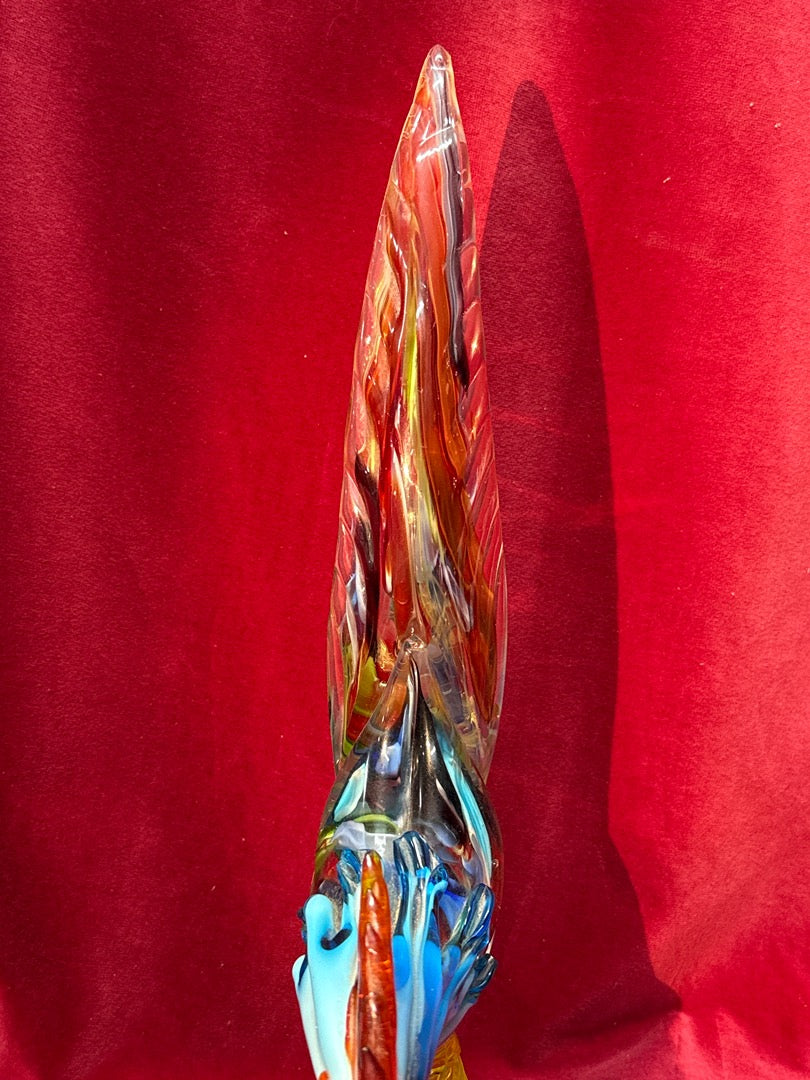 Grande sculpture coq en verre de Murano multicolore