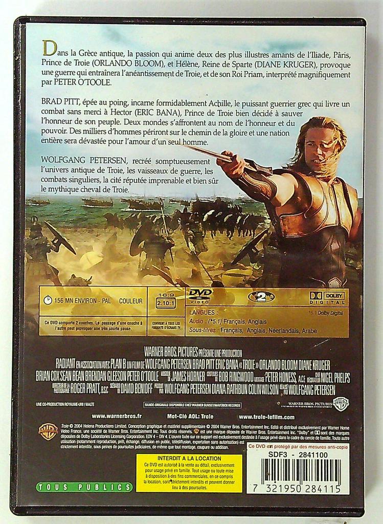 Dvd film Troie Wolfgang Petersen Brad Pitt