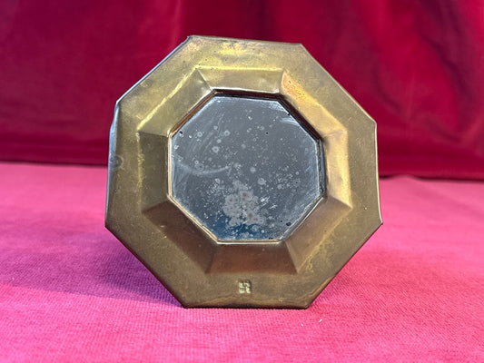 Petit miroir mural octogonal en métal doré, hauteur 9,5 cm