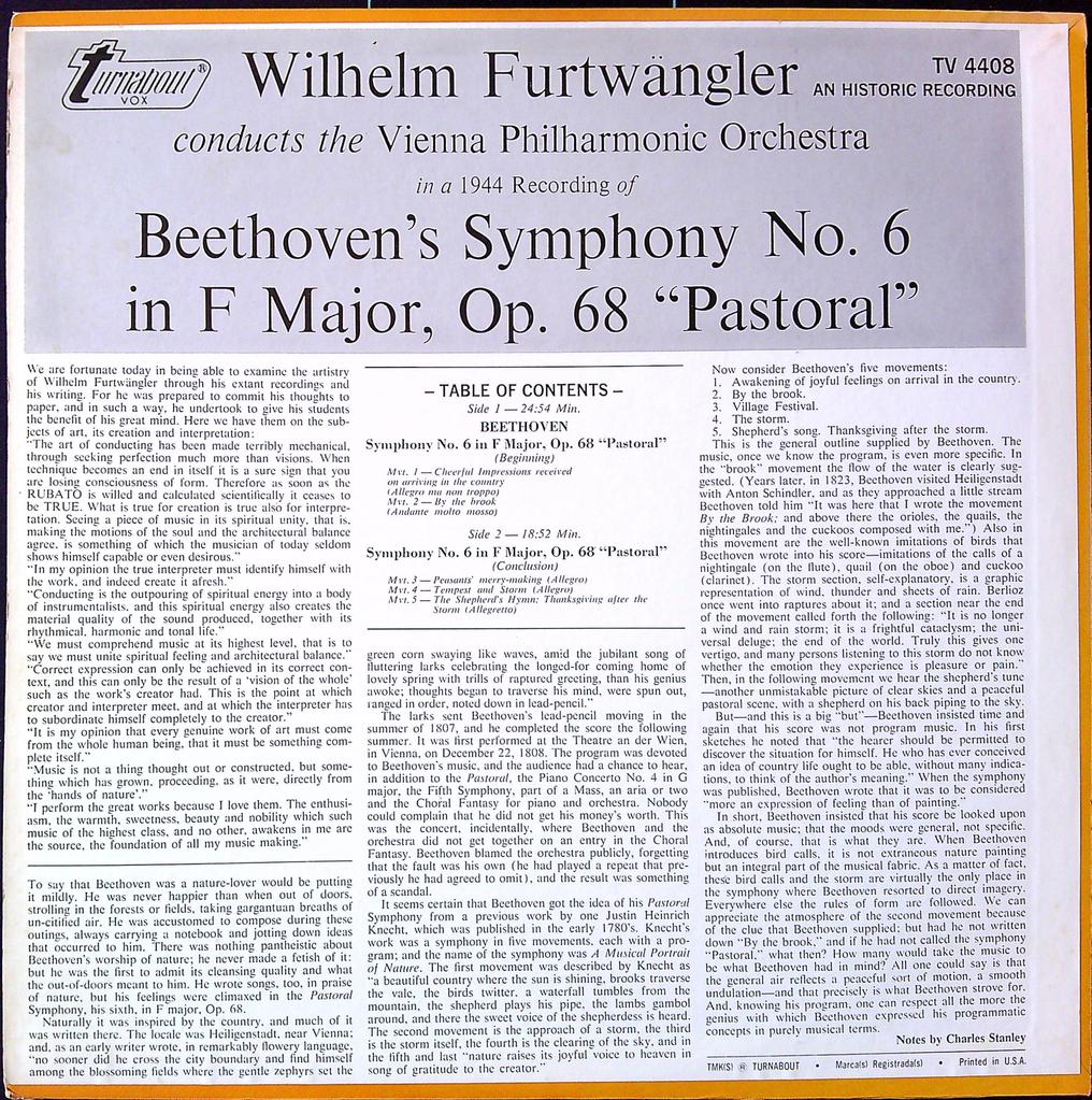 Vinyle – Beethoven Symphonie 6 – Musique – Furtwängler