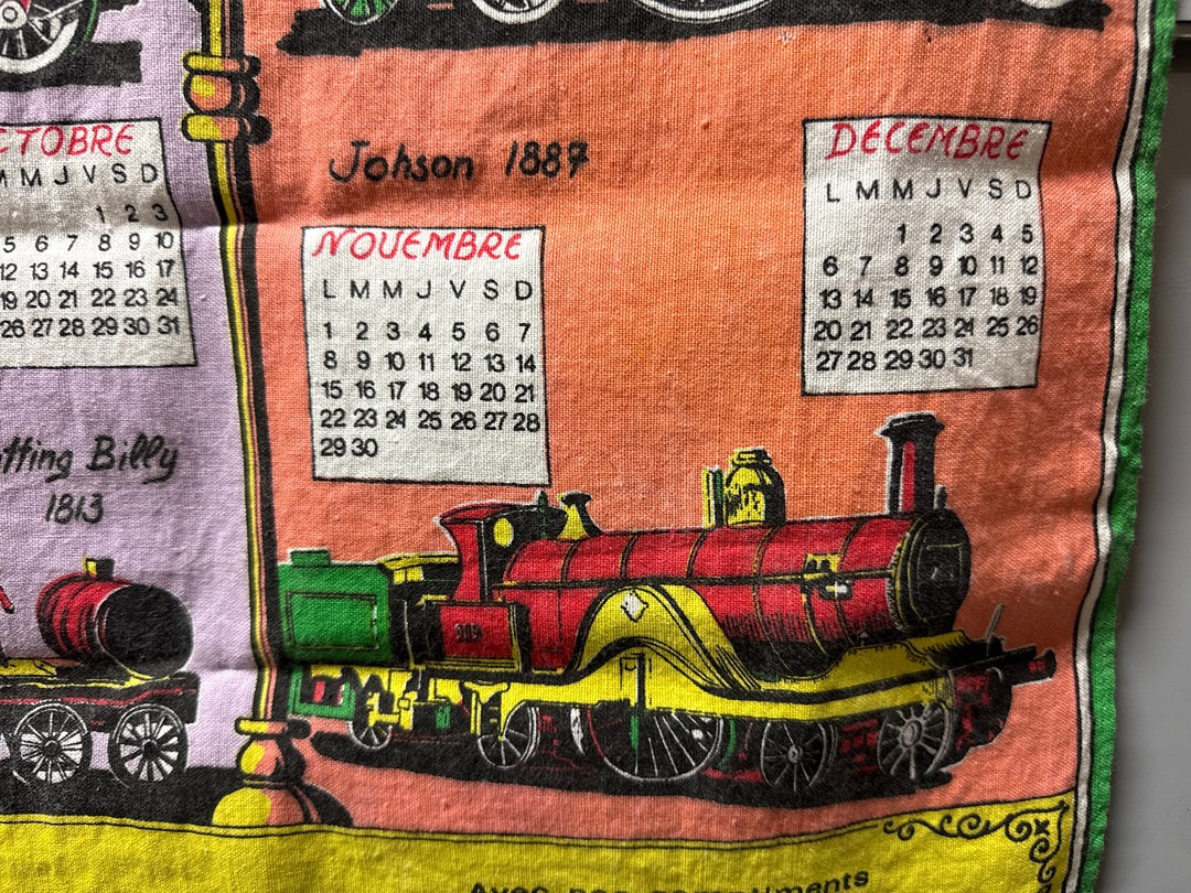 Torchon Abadie Frères – Calendrier 1971 locomotives anciennes