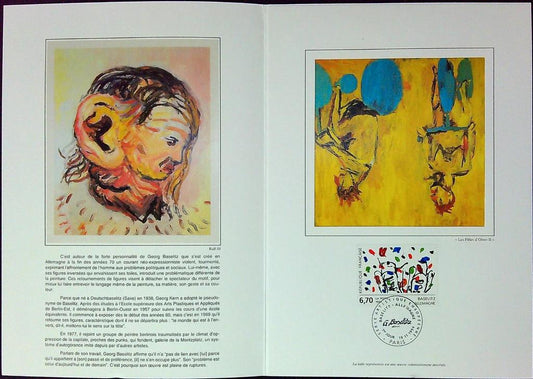 Georg Baselitz Art Contemporain Enveloppe Dépliant Timbre 1er jour Encart Fdc Yvert et Tellier