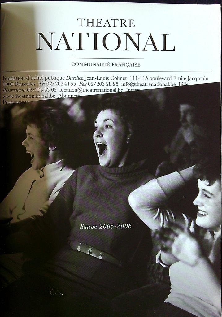 Programme Théâtre National Belgique Saison 2005-2006 noir
