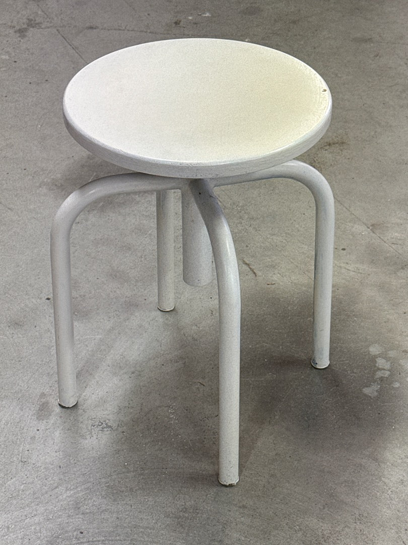 Tabouret d'atelier vintage – Métal et bois blanc