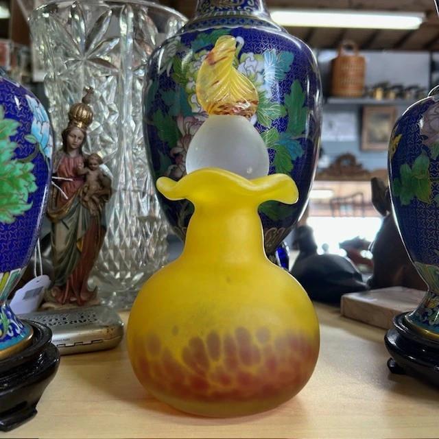 Vase en Pâte de Verre avec un bouchon Verrerie d'art de Toul pièce unique