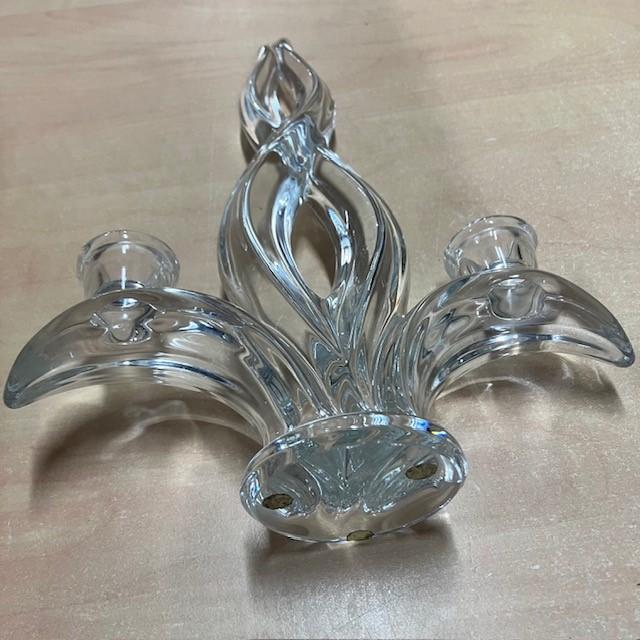 Chandelier Double, Bougeoir, Candelabre En Cristal De Vannes, Art Déco