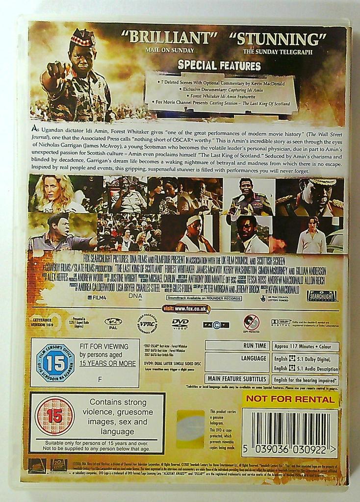 Dvd Le Dernier Roi d'écosse Forest Whitaker James Mcavoy