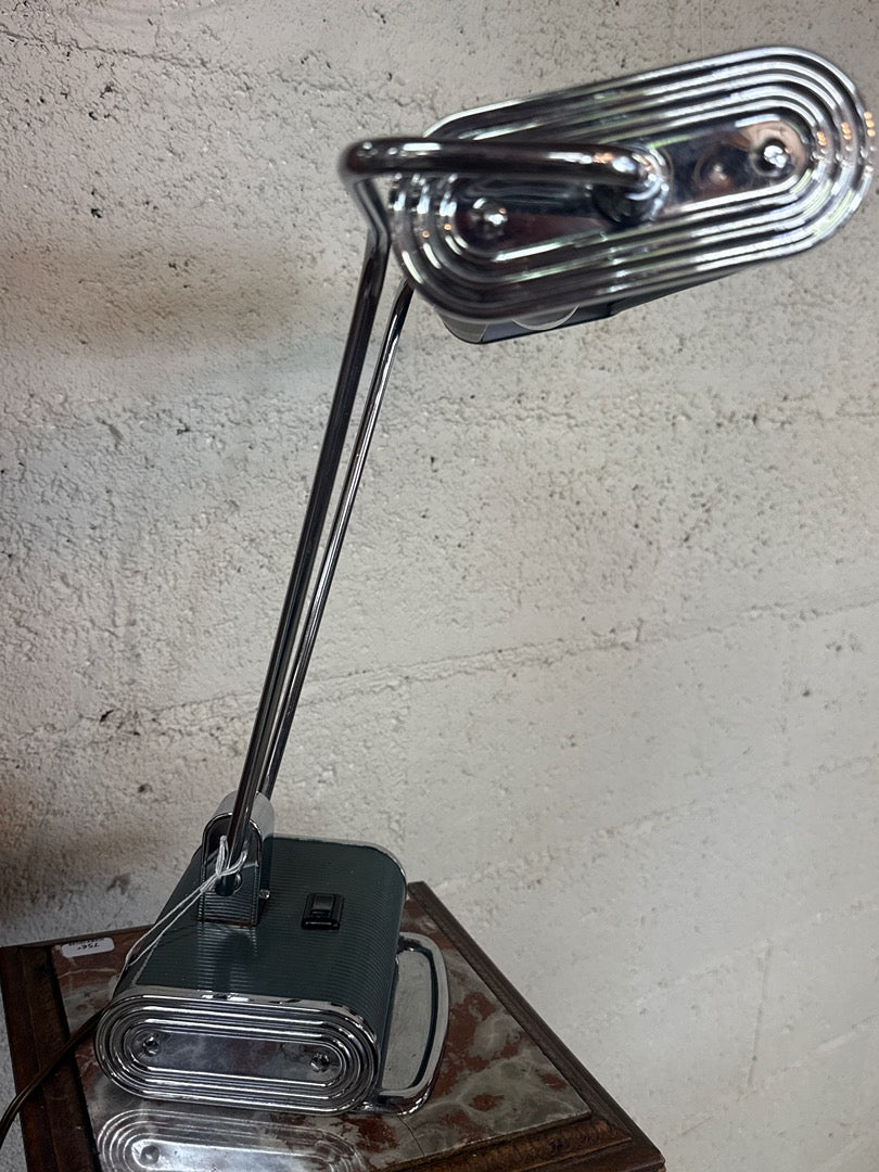 Lampe de bureau vintage – Style Art Déco chrome et vert