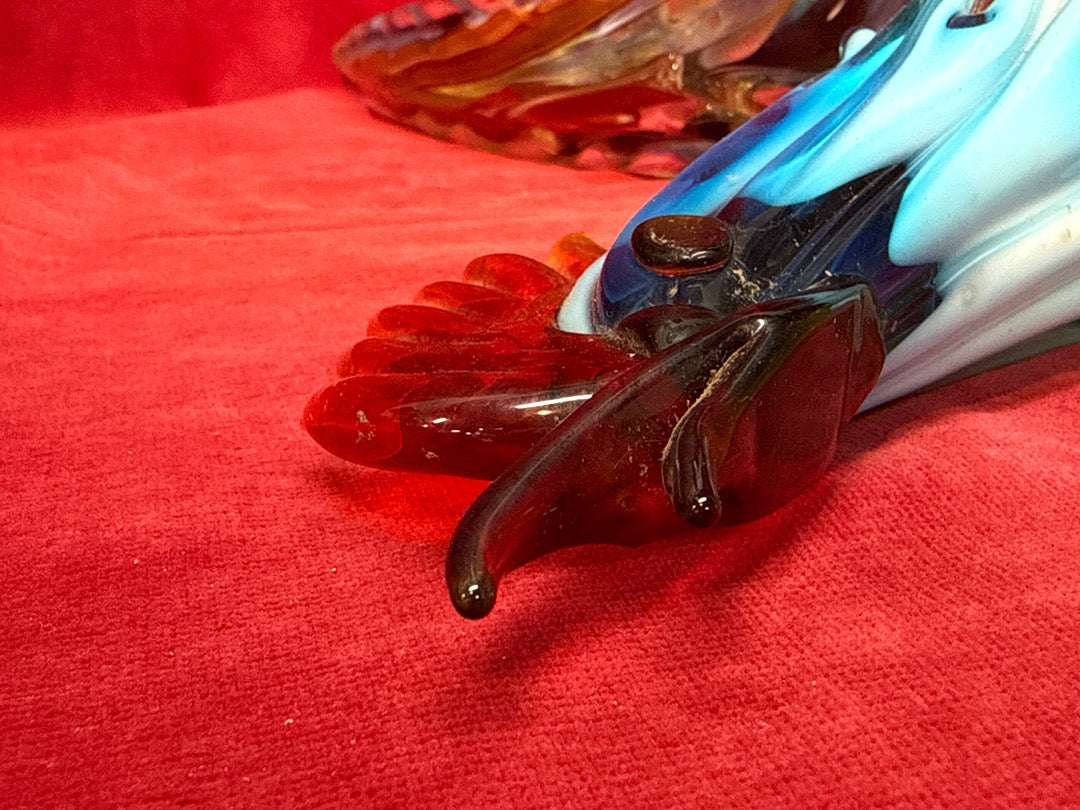 Grande sculpture coq en verre de Murano multicolore