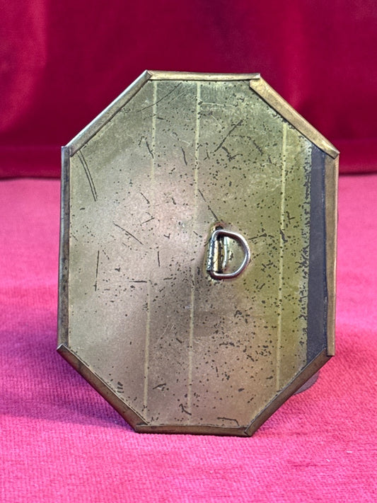 Petit miroir mural octogonal en métal doré, hauteur 10 cm