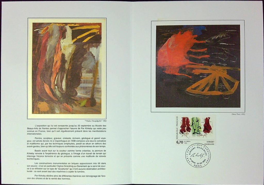Per Kirkeby L'art Contemporain Enveloppe Dépliant Timbre 1er jour Encart Fdc Yvert et Tellier