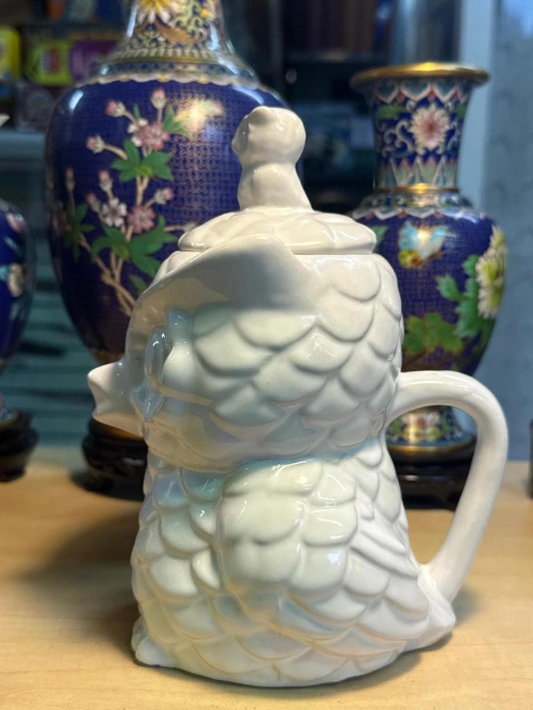 Théière Hiboux Céramique Porcelaine Blanc