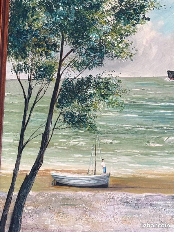 Grand Tableau – M. Privat 1955 – Peinture – Paquebot Liberté