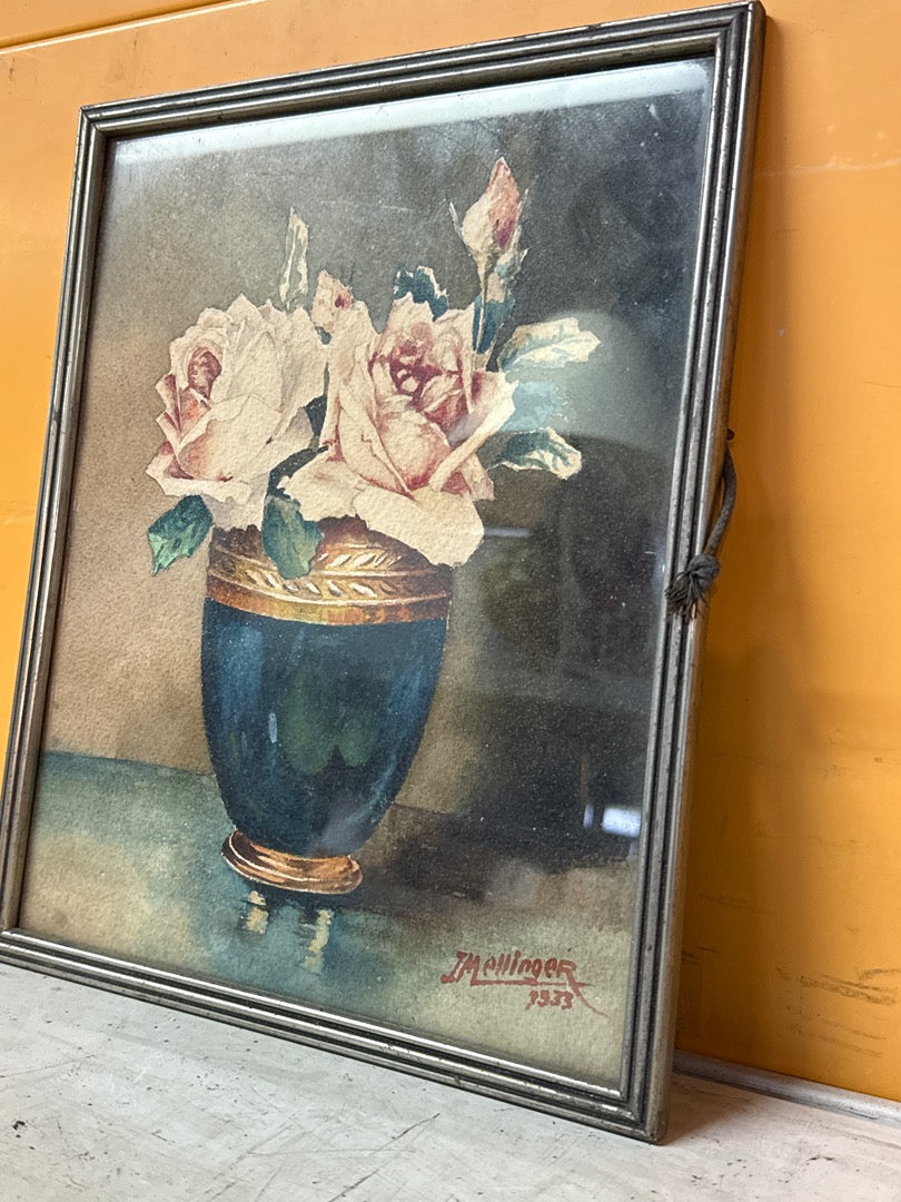 Tableau J. Mellinger – Peinture de roses 1933