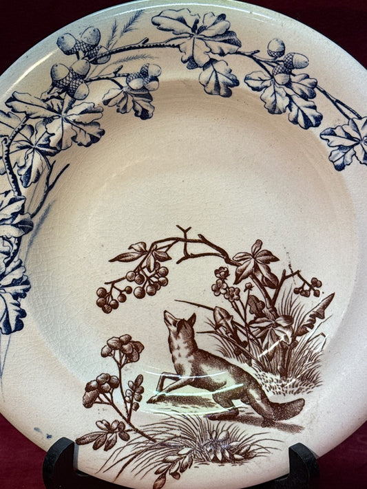 Assiette creuse ancienne Terre de fer Chasse J.s. et Cie