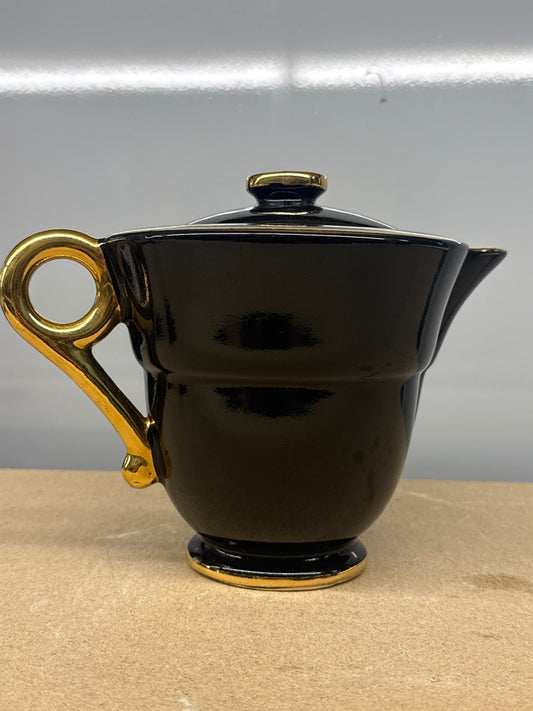Théière – Vintage – Art de la table – Céramique noire dorée