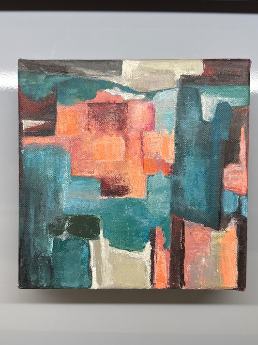 Tableau – Peinture abstraite acrylique – Décoration – Toile colorée géométrique