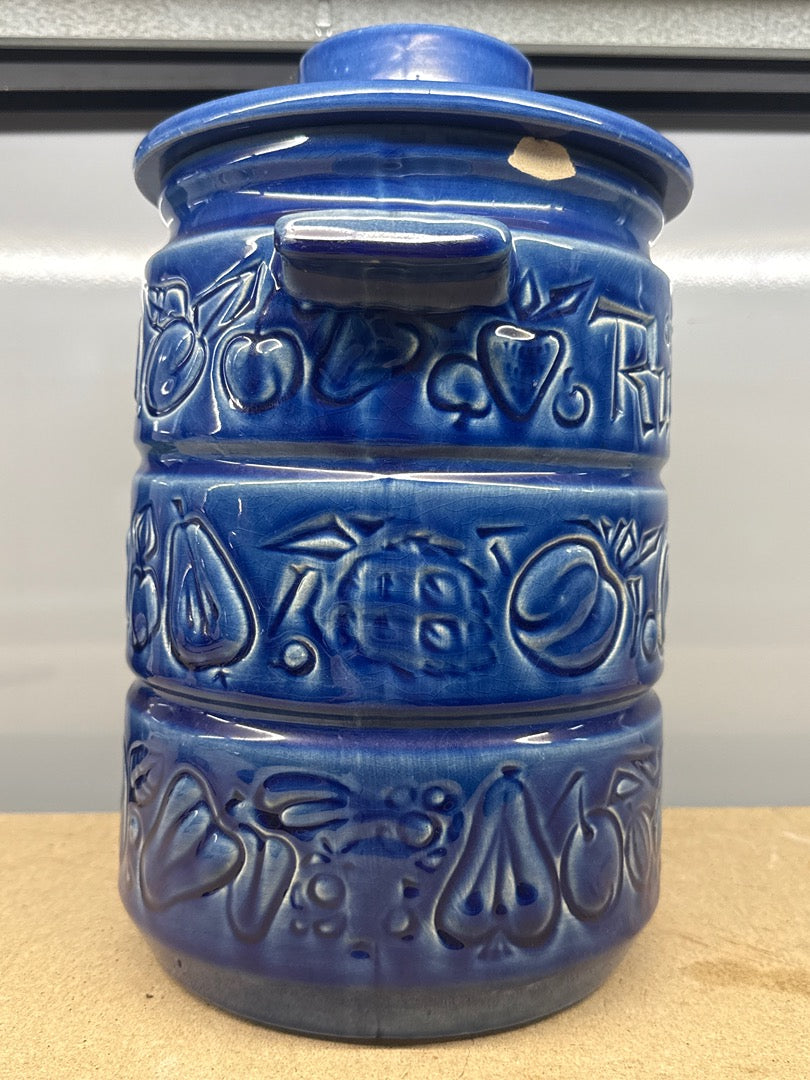 Pot à Rumtopf – W. Germany – Cuisine – Grès Bleu Décor Fruits