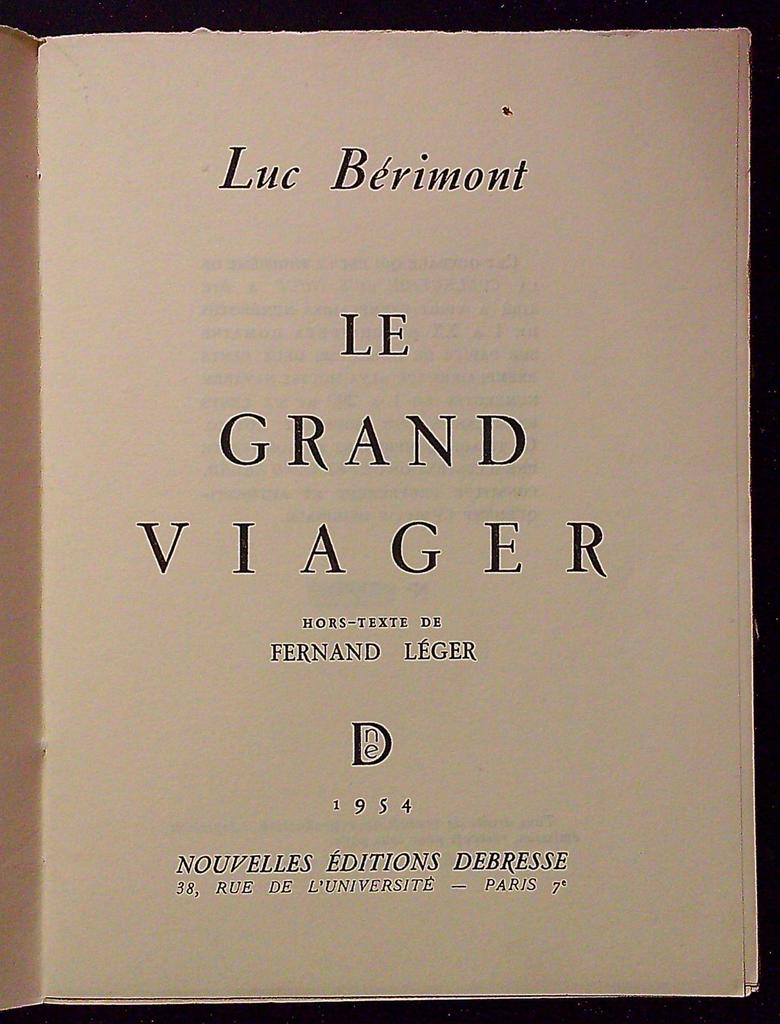 Livre Luc Bérimont – Debresse – Livre – Le Grand Viager 1954