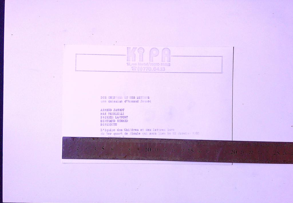 Photographie originale Des Chiffres Et Des Lettres Kipa 1983
