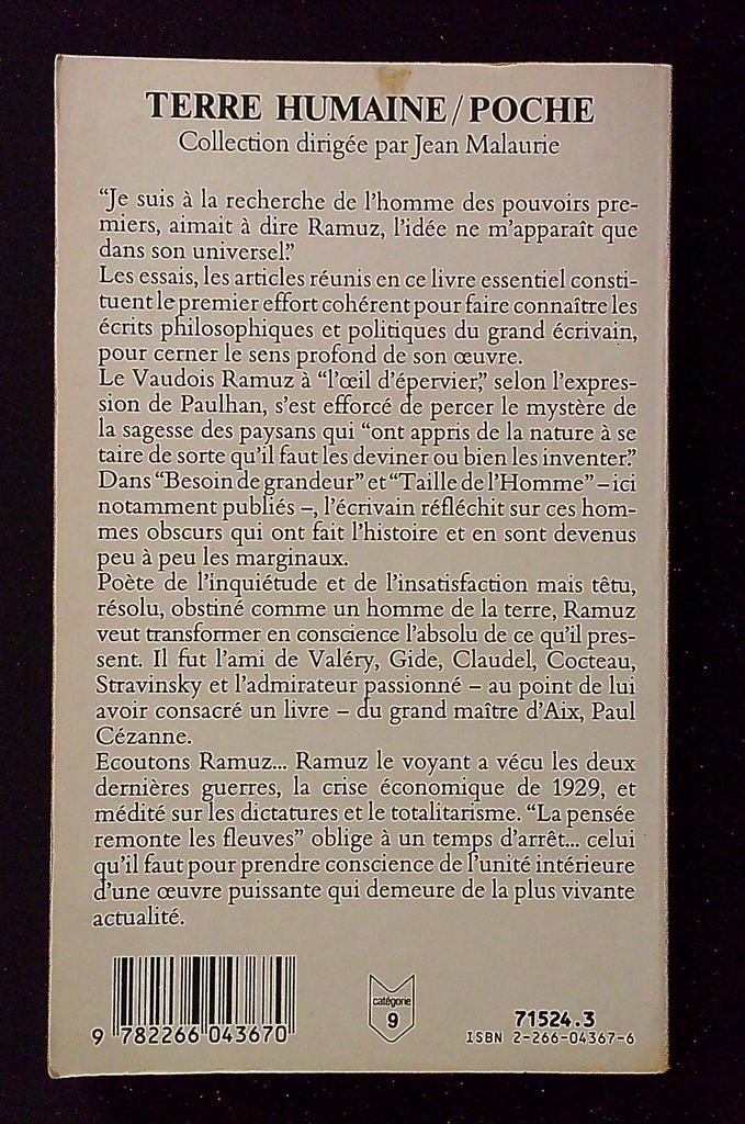 Livre C.f. Ramuz – Presses Pocket – Livre – La pensée remonte les fleuves