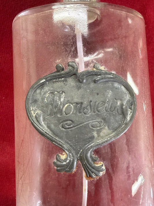 Flacon vaporisateur vide – Monsieur – Décoration – Verre et étain vintage