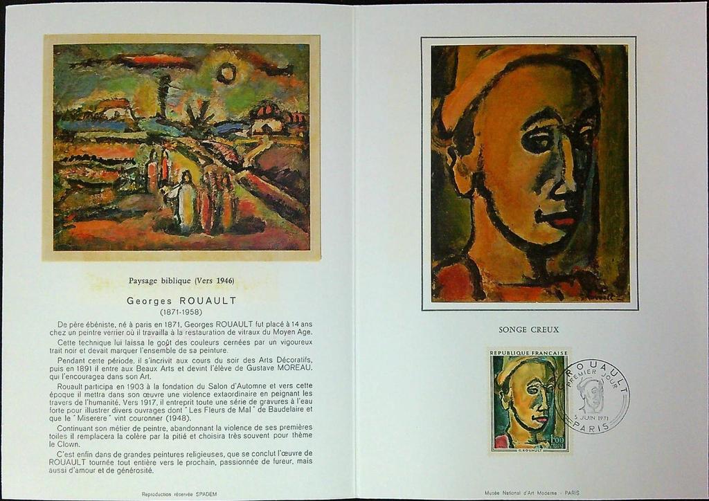 Georges Rouault Songe Creux Enveloppe Dépliant Timbre 1er jour Encart Fdc Yvert et Tellier