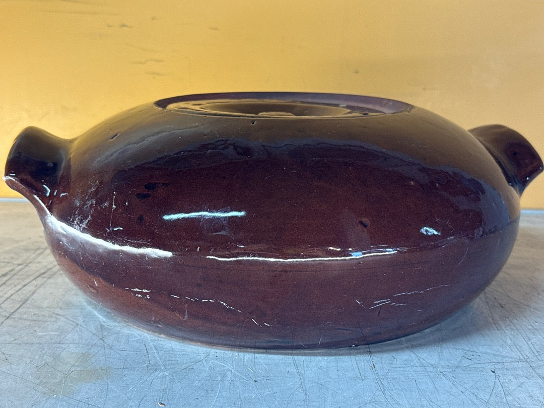 Cocotte vintage en terre cuite – Marron vernissé