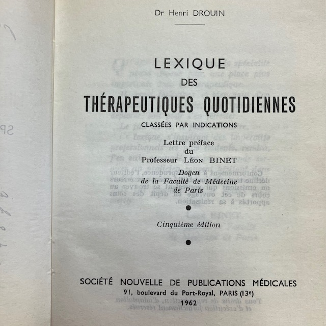 Livre Lexique Des Thérapeutiques Quotidiennes Par Le Docteur Henri Drouin