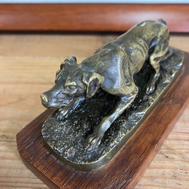 Statue en Bronze Animalier Chien De Chasse signé Pierre-Jules Méne