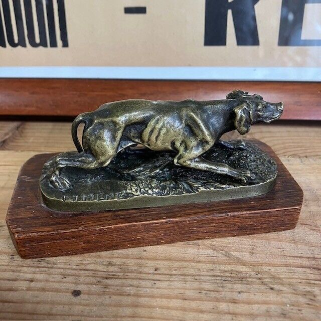 Statue en Bronze Animalier Chien De Chasse signé Pierre-Jules Méne