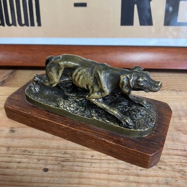 Statue en Bronze Animalier Chien De Chasse signé Pierre-Jules Méne