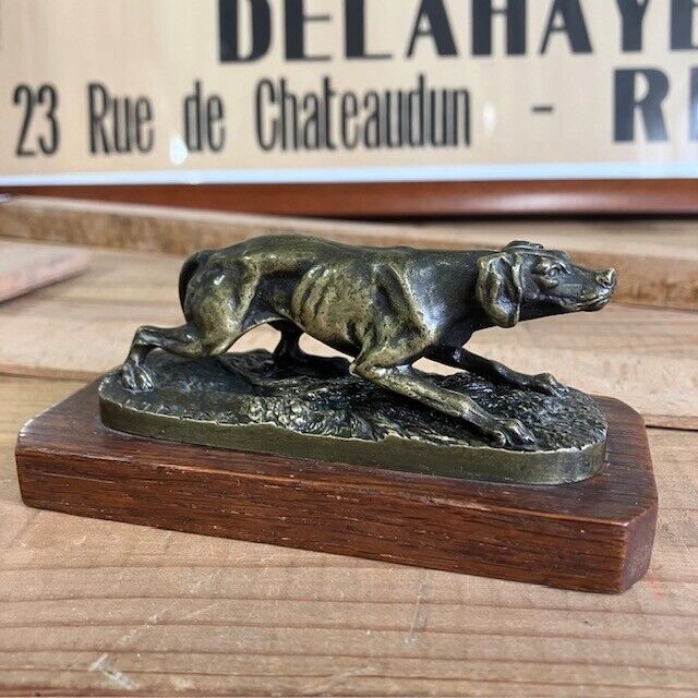 Statue en Bronze Animalier Chien De Chasse signé Pierre-Jules Méne