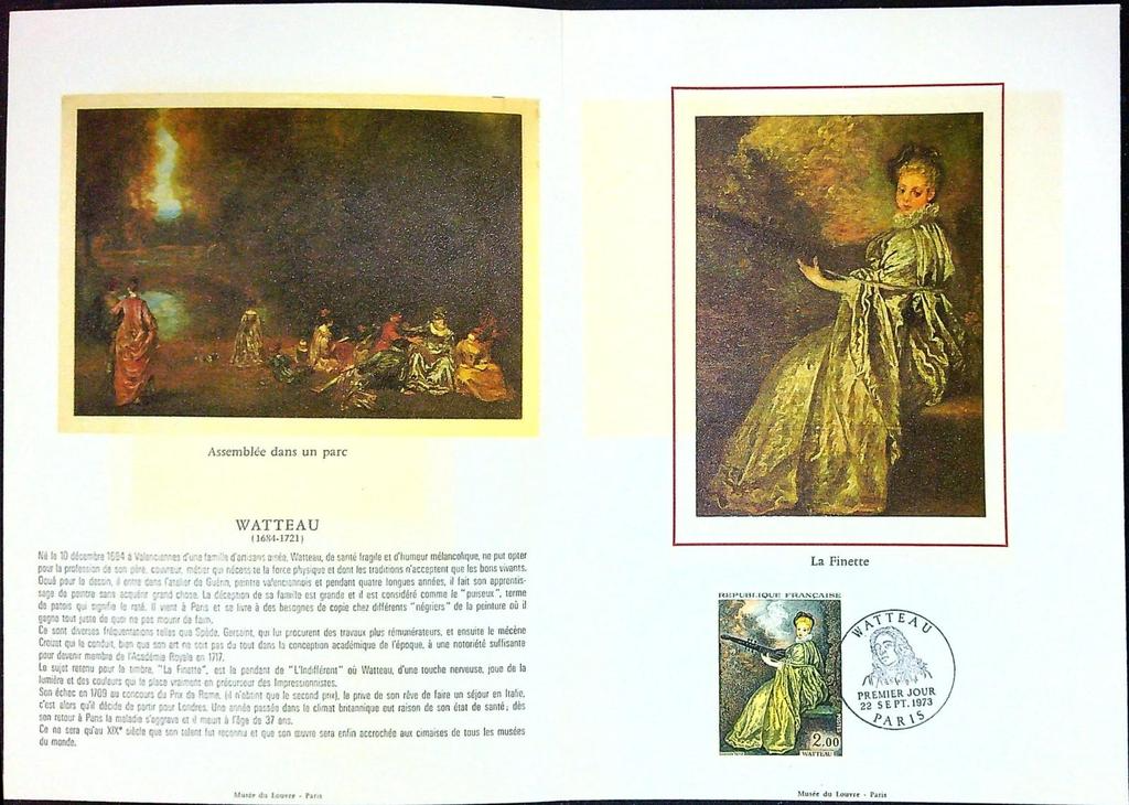 Watteau Enveloppe Dépliant Timbre 1er jour Encart Fdc Yvert et Tellier