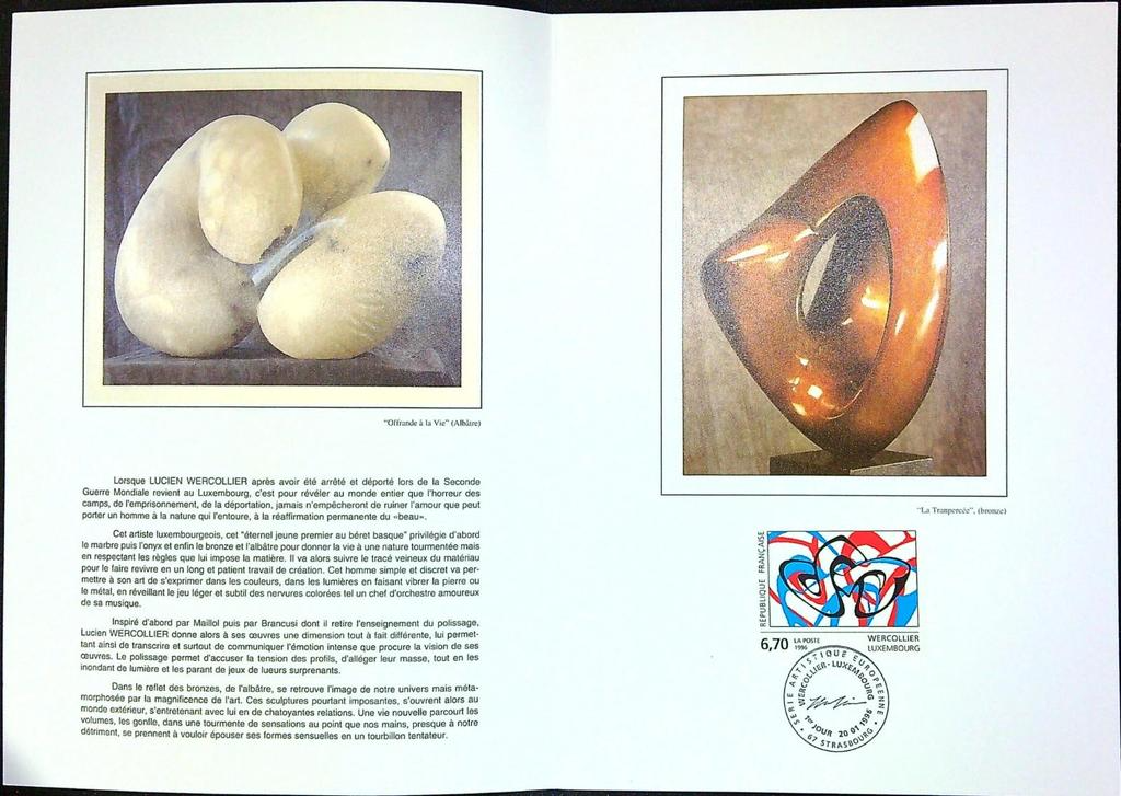 Art Contemporain En Europe Wercollier Enveloppe Dépliant Timbre 1er jour Encart Fdc Yvert et Tellier