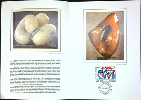 Art Contemporain En Europe Wercollier Enveloppe Dépliant Timbre 1er jour Encart Fdc Yvert et Tellier