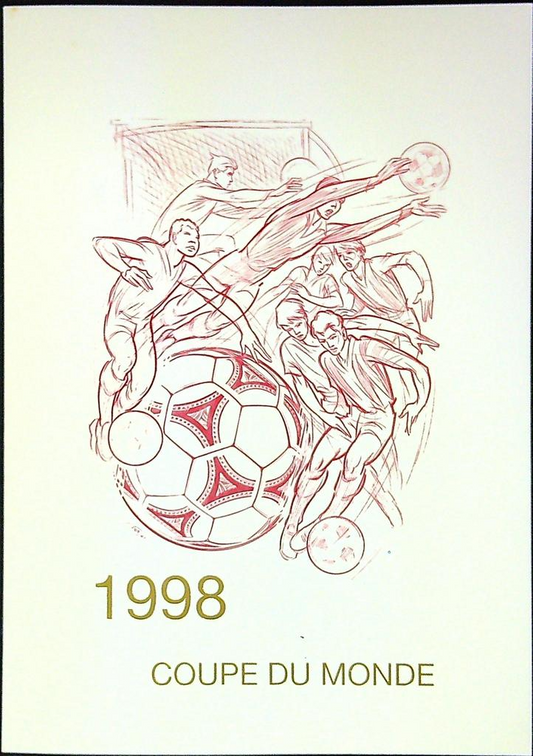 Football Coupe du Monde 1998 Enveloppe Dépliant Timbre 1er jour Encart Fdc Yvert et Tellier