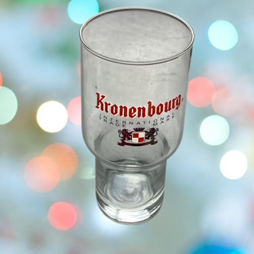 Ensemble De 6 Verres, Bière Kronenbourg International Trade Mark, Ecriture Rouge, Logo Dorée, Blanc Et Rouge