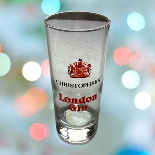 Ensemble De 6 Verres A Whisky, Christopher's London Gin, Ecriture Noir Et Rouge