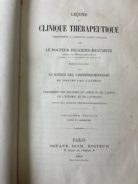 Lot De 3 Tomes Clinique Thérapeutique par Dujardin Beaumetz