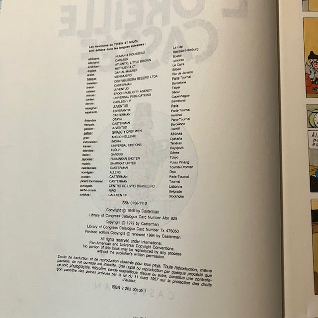 Bande Dessinée Tintin L' Oreille Cassée