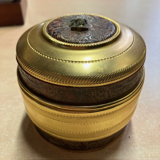 Boite Ronde En Métal Dorée