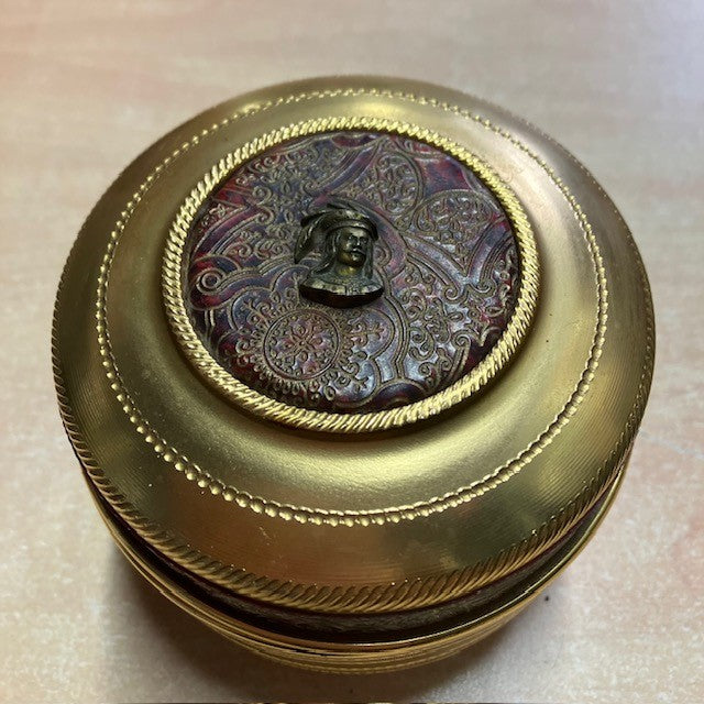 Boite Ronde En Métal Dorée