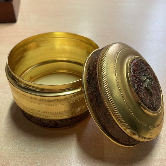 Boite Ronde En Métal Dorée