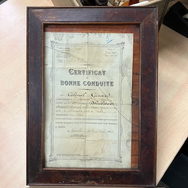 Cadre Certificat De Bonne Conduite, Délivré Le 24 Aout 1933