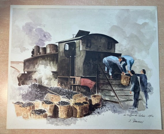 Lithographie Train De Lucien Joveneaux Carhaix