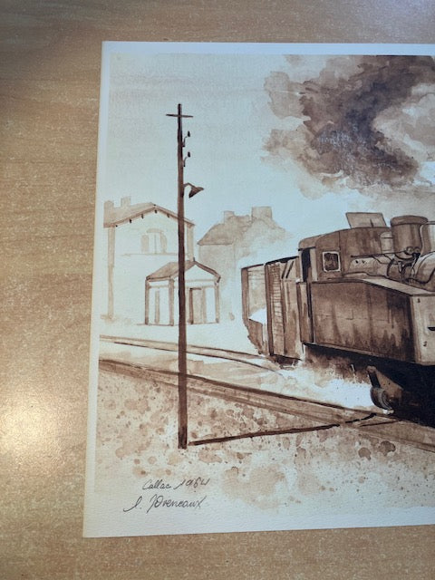 Lithographie Train De Lucien Joveneaux Callac