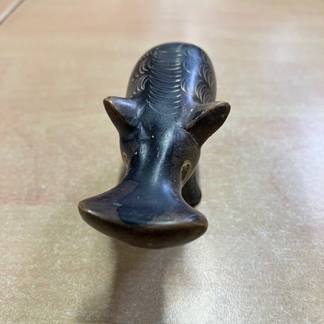 Sculpture Hippopotame Vintage En Pierre Fine Africaine