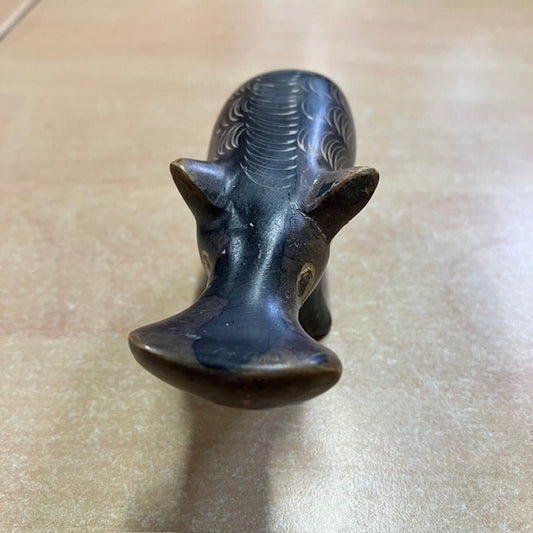 Sculpture Hippopotame Vintage En Pierre Fine Africaine